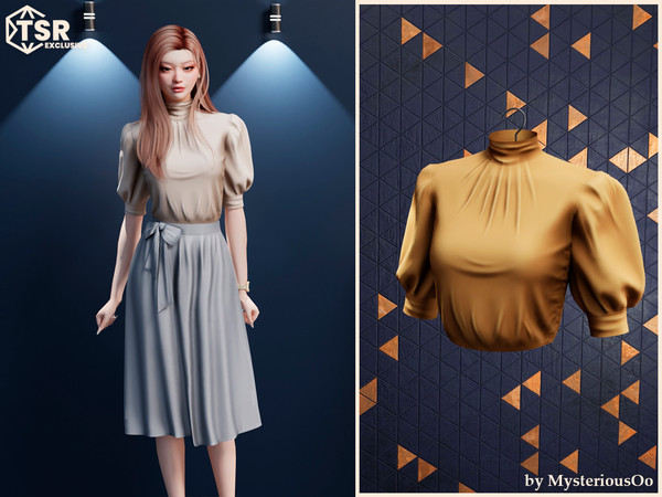 Sims 4 — Silk blouse with medium sleeves by MysteriousOo — Silk blouse with medium sleeves in 9 colors