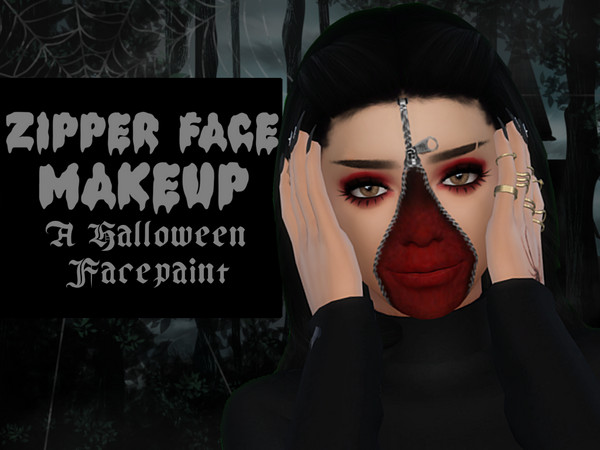 Sims 4 — Zipper Face Halloween Makeup by _alttrait_ — A halloween makeup recreating this iconic look. I remember everyone