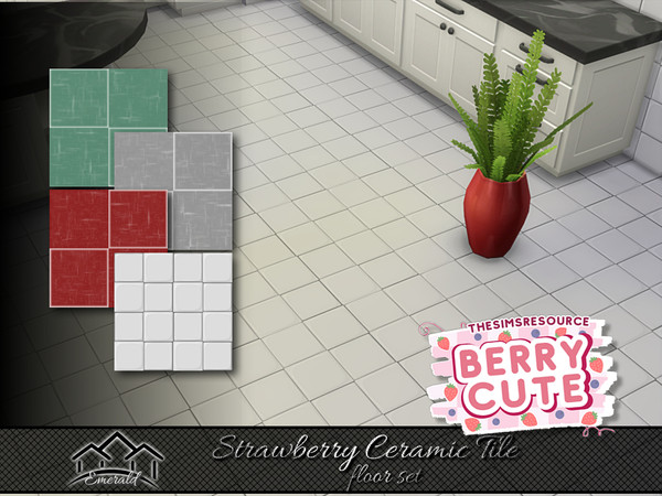 Sims 4 — Strawberry Ceramic Tile floor set by Emerald — Add a splash of color from a work of art that will add lasting