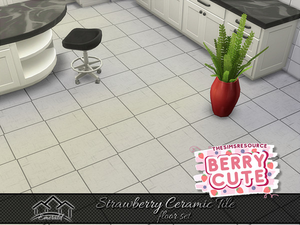 Sims 4 — Strawberry Ceramic Tile floor 1 by Emerald — Add a splash of color from a work of art that will add lasting