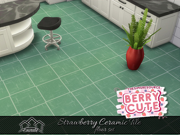 Sims 4 — Strawberry Ceramic Tile floor 4 by Emerald — Add a splash of color from a work of art that will add lasting