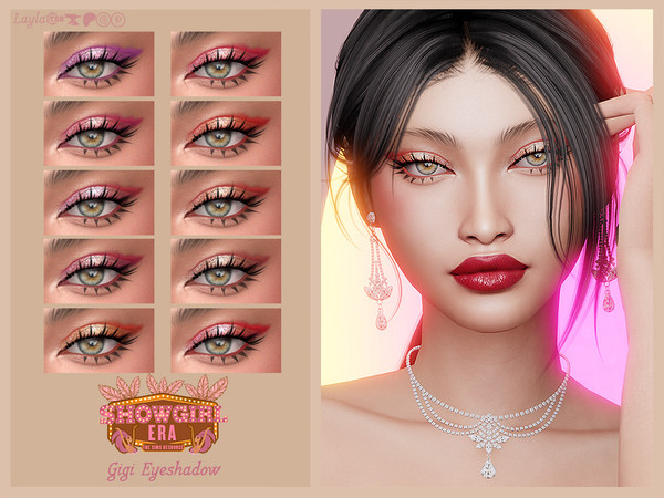 Sims 4 — ShowgirlEra - Gigi Eyeshadow by Layla — Previews were made using HQ Mod