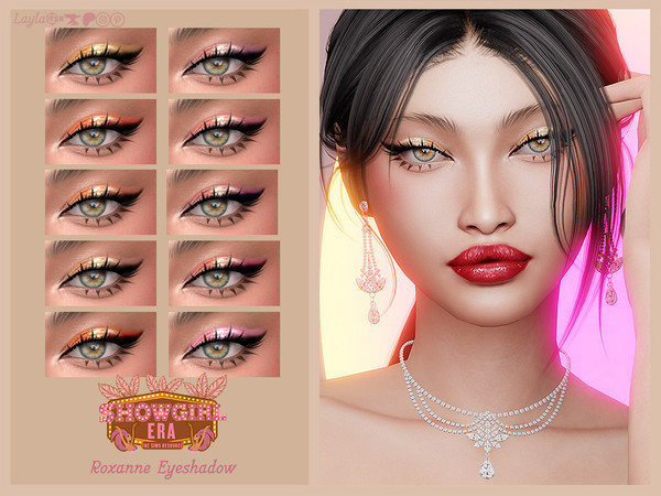 Sims 4 — ShowgirlEra - Roxanne Eyeshadow by Layla — Previews were made using HQ Mod