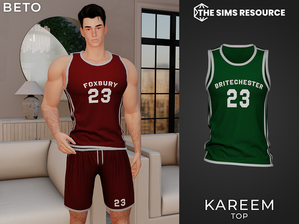 Sims 4 — Kareem (Top) by Beto_ae0 — Men's basketball uniform, enjoy it