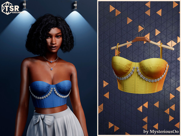 Sims 4 — Bralette with a rhinestone chain by MysteriousOo — Bralette with a rhinestone chain in 6 colors
