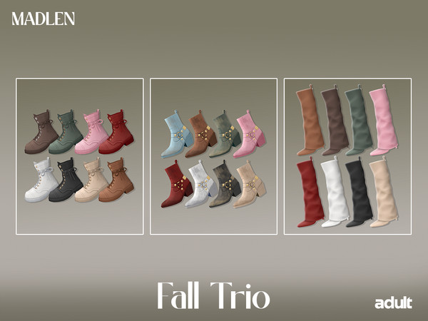 Sims 4 — [Madlen] Fall Trio (Lace-up Boots).package by Madlen — Three must-have boot styles, 8 cozy colors! City chic,
