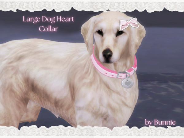 Sims 4 — Large Dog Heart Collar by ThatBunnie — Recolor dog collar - 55 swatches - Plain & Patterned