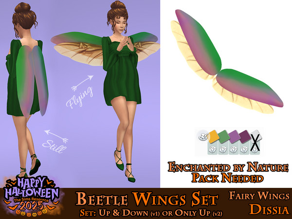 Sims 4 — Beetle Wings v1 (Up & Down) by Dissia — Beetle insect wings with elytras (forewings)