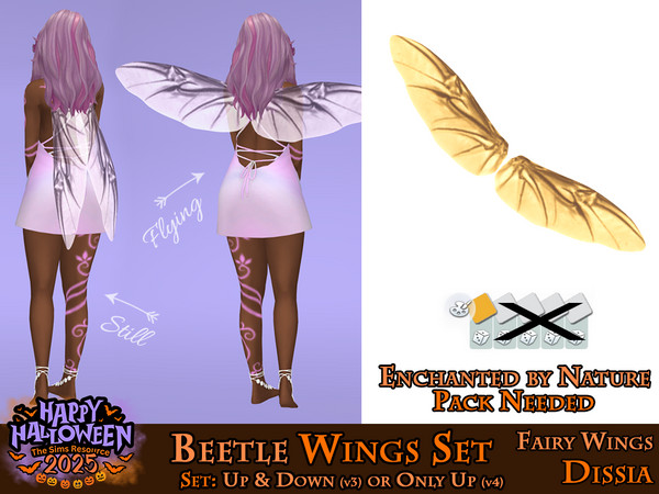 Sims 4 — Beetle Wings v4 (Only Wings - Both Up) by Dissia — Beetle insect wings