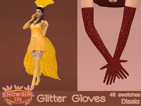 Sims 4 — Glitter Gloves by Dissia — Long glitter shiny gloves