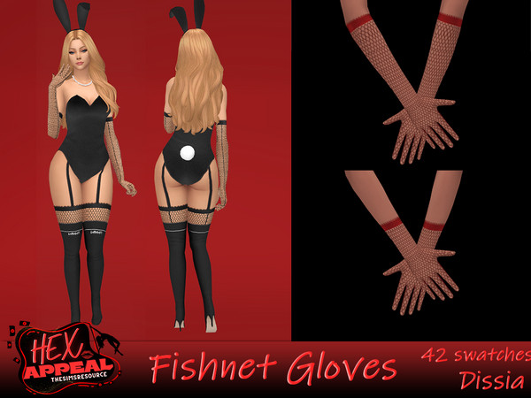 Sims 4 — Fishnet Gloves by Dissia — Fishnet gloves with lace at the top in 3 lengths