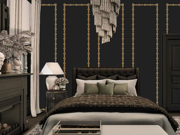 Sims 4 — Hex Appeal - Black Walls by lavilikesims — Many walls with black and gold accents, all wall sizes