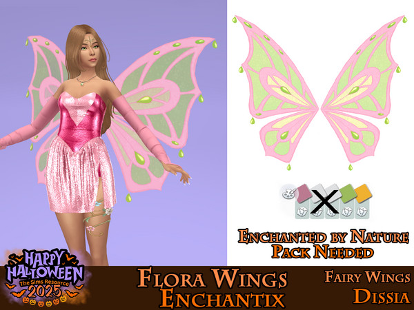 Sims 4 — Flora Enchantix Wings by Dissia — Popular cartoon fairy character Flora Enchantix wings.