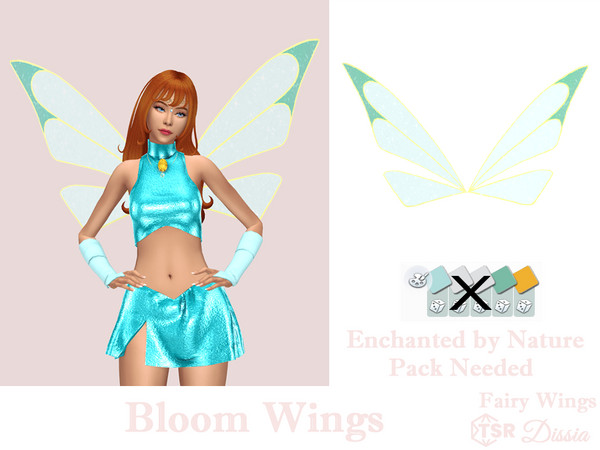 Sims 4 — Bloom Wings by Dissia — Popular cartoon fairy character Bloom wings.