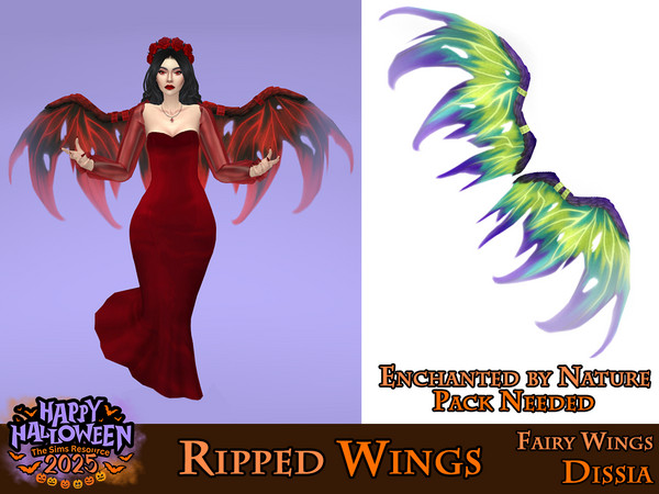 Sims 4 — Ripped Wings by Dissia — Large ripped fairy wings !! Enchanted by Nature Pack Needed !!