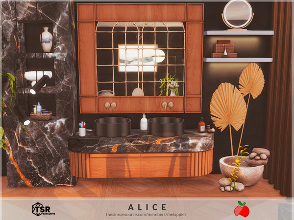 Sims 4 — Alice - bathroom by melapples — and elegant bathroom in black marble. enjoy! 6x7