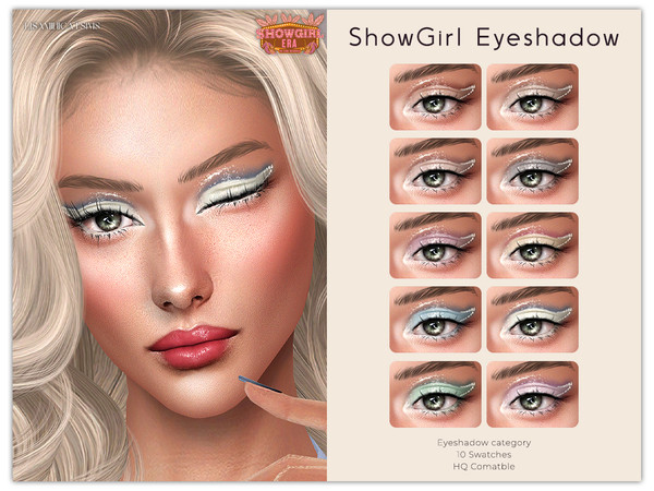 Sims 4 — ShowGirl Eyeshadow by Lisaminicatsims — -Eyeshadow category -HQ comatble -10 swatches