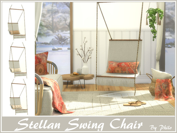 Sims 4 — Stellan Swing Chair by philo — Relaxing swing chair, ideal for boho interior. 8 Swatches