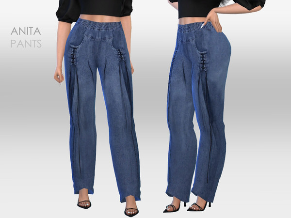 Sims 4 — Anita Pants by Puresim — Denim jeans for female sims