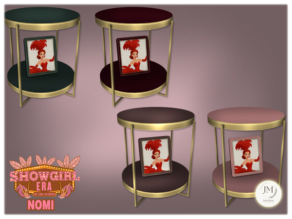 Sims 4 — Jomsims showgirl Era Nomi end table by jomsims — For our Show girl Collection, discover Beauty Dance Dressing