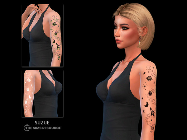 Sims 4 — Space Tattoo N44 by Suzue — 14 Swatches