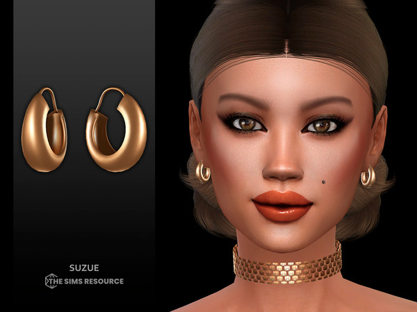 Sims 4 — Vera Hoops Earrings by Suzue — New Mesh (Suzue)