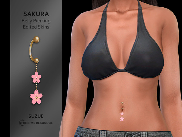 Sims 4 — Sakura Belly Piercing Edited Skins by Suzue — New Mesh (Suzue)