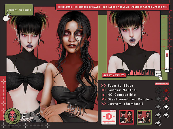 Sims 4 — Misaligned Tattoo (Patreon) by unidentifiedsims — 3 Colours