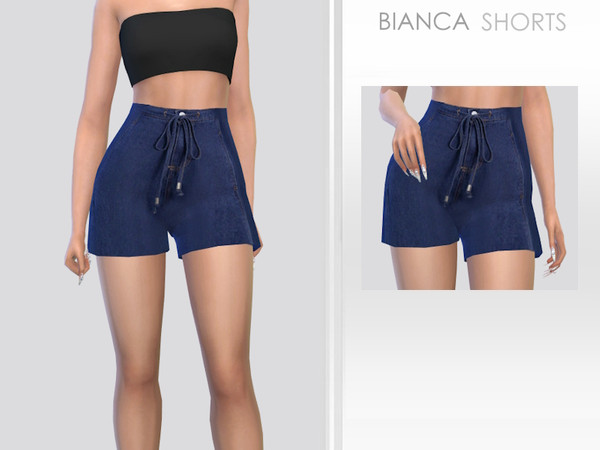 Sims 4 — Bianca Shorts by Puresim — Blue Shorts for female sims