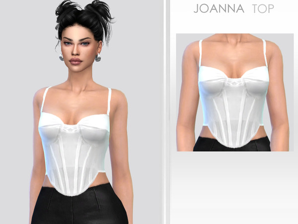 Sims 4 — Joanna Top by Puresim — White top for female sims