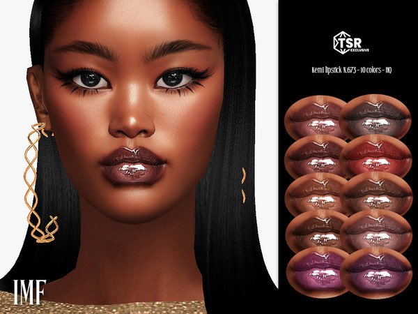 Sims 4 — IMF Kemi Lipstick N.673 by IzzieMcFire — Kemi Lipstick N.673 contains 10 colors in hq texture. Standalone item