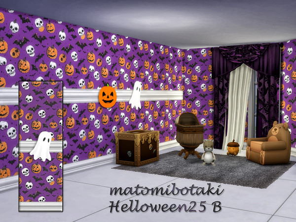 Sims 4 — matomibotaki Helloween25 B.package by matomibotaki — Let it be fun and scary with this fun children's wallpaper