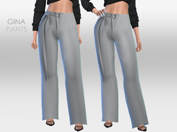 Sims 4 — Gina Pants by Puresim — Grey Pants for female sims