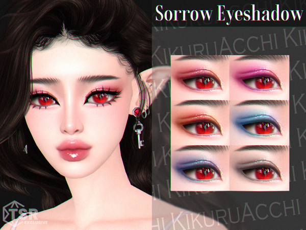 Sims 4 — Sorrow Eyeshadow by Kikuruacchi — - It is suitable for Female and Male. ( Teen to Elder ) - 6 swatches - HQ