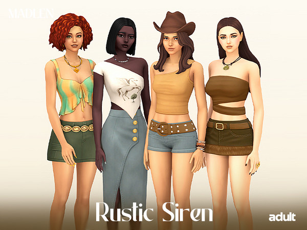 Sims 4 — [Madlen] RusticSiren DenimSkirt.package by Madlen — Rustic meets chic, effortless denim, earthy tones, and bold