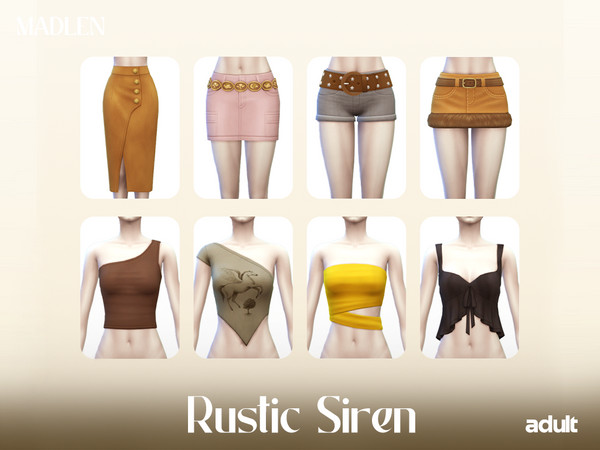 Sims 4 — [Madlen] RusticSiren FurSkirt.package by Madlen — Rustic meets chic, effortless denim, earthy tones, and bold