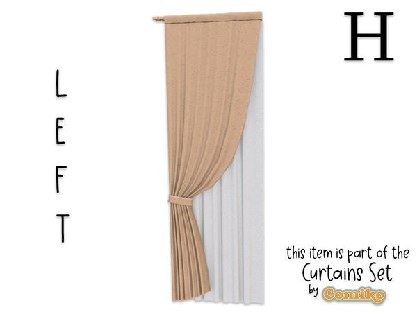 Sims 4 — Comiko Curtain Folded Metal H Left by Comiko — Part 5 - Curtains Set is base game compatible and consist of 7