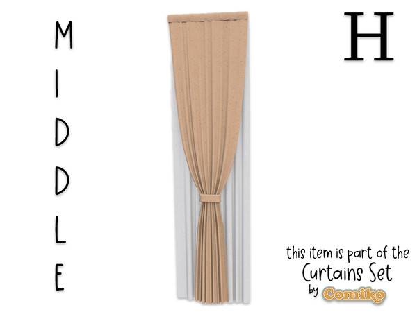 Sims 4 — Comiko Curtain Folded Metal H Middle by Comiko — Part 5 - Curtains Set is base game compatible and consist of 7