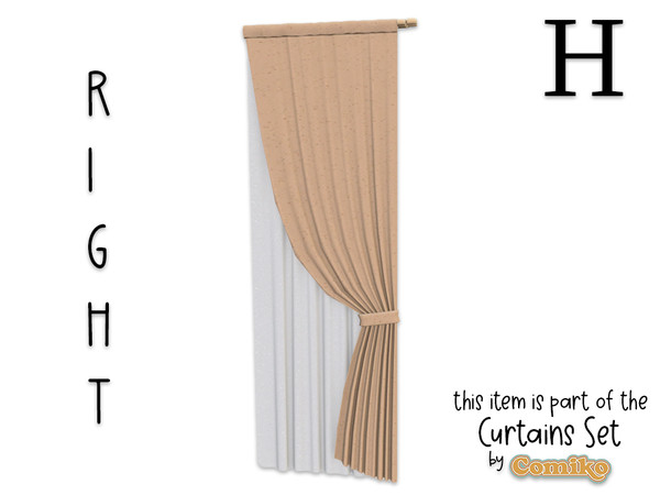 Sims 4 — Comiko Curtain Folded Metal H Right by Comiko — Part 5 - Curtains Set is base game compatible and consist of 7
