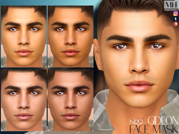 Sims 4 — Gideon Face Mask N129 by MagicHand — Realistic face in 6 skin color variations - HQ Compatible.