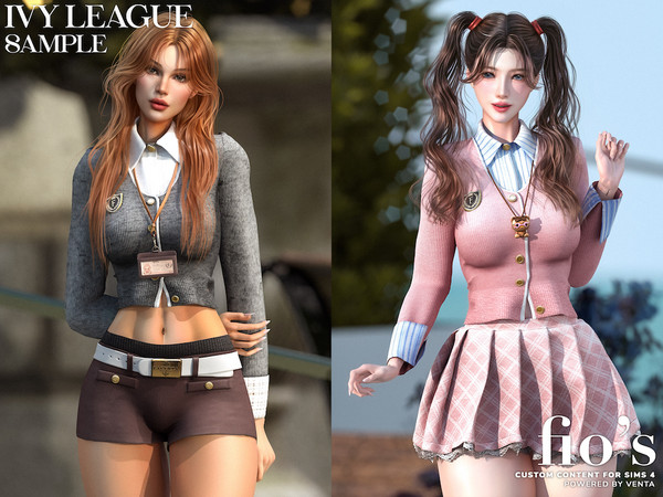 Sims 4 — Fio's - Ivy League Shorts by VentaStudio — Ivy League Top