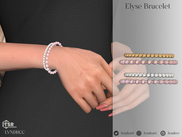 Sims 4 — Elyse Bracelet by LVNDRCC — Bracelet stack with pearls and metal beads. In silver and gold, this will be perfect