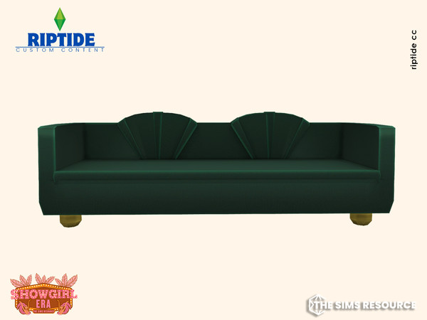 Sims 4 — Riptide CC Deco Living Lounge Sofa for Three by Riptidecc — Bring the dazzling spirit of the 1920s into your