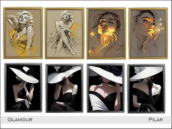 Sims 4 — Pilar Glamour Painting by Pilar — A small, elegant corner in two colors, gold and silver