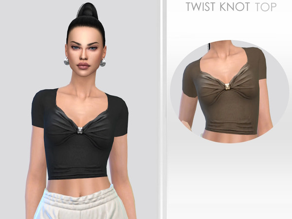Sims 4 — Twist Knot Top by Puresim — Twist knot top in 2 colors