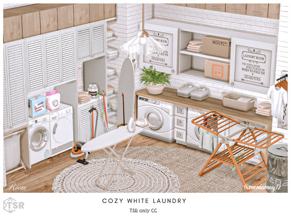 Sims 4 — Cozy White Laundry by Moniamay72 — A lovely white cozy laundry.