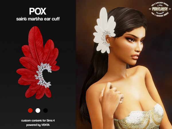 Sims 4 — POX - HB Saint Martha Ear Cuff (Both) by VentaStudio — Karlie Heavenly Dress