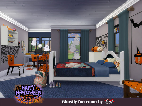 Sims 4 — Ghostly fun room by evi — The halloween fun is for kids. This room is enjoyable.