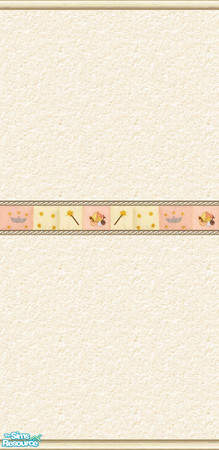 Sims 2 — Faerytale Kid\'s Room - Wall by Riverwillows — Soft Pink/Cream wall with faerytale themed border. Part of the