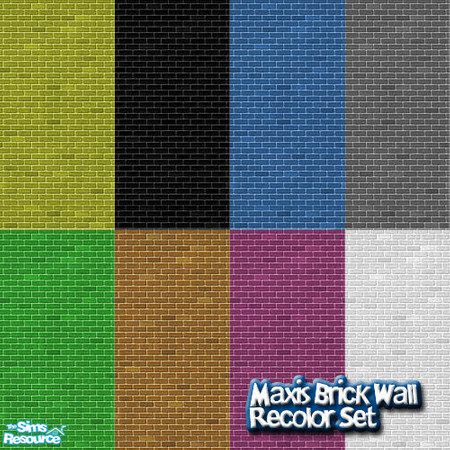 Sims 2 — Maxis Brick Wall Recolor Set by simmyfan2852 — 8 awesome recolors of one of the Maxis Brick Walls